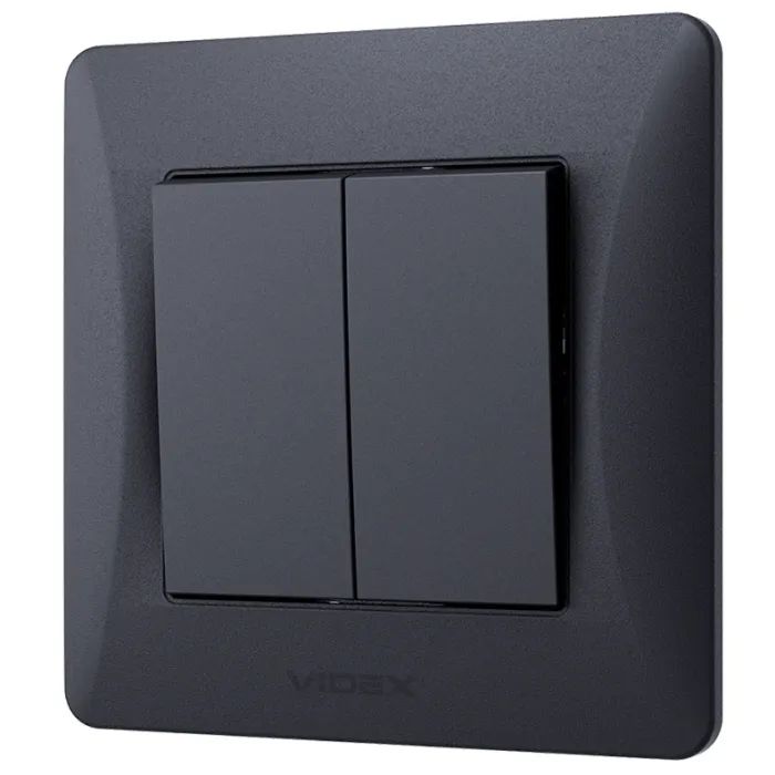 Выключатель Videx BINERA 2кл черный графит Фото