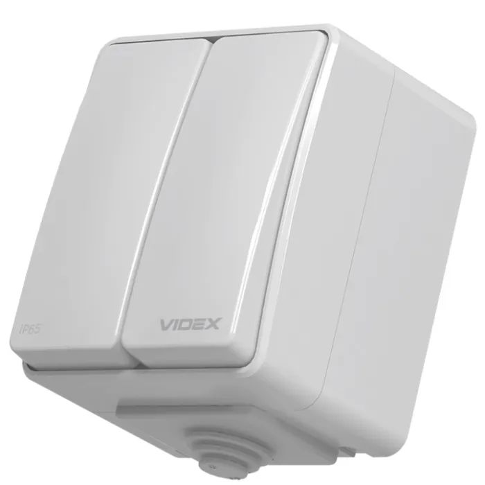 Выключатель Videx BINERA IP65 зовнішній 2кл сірий Фото