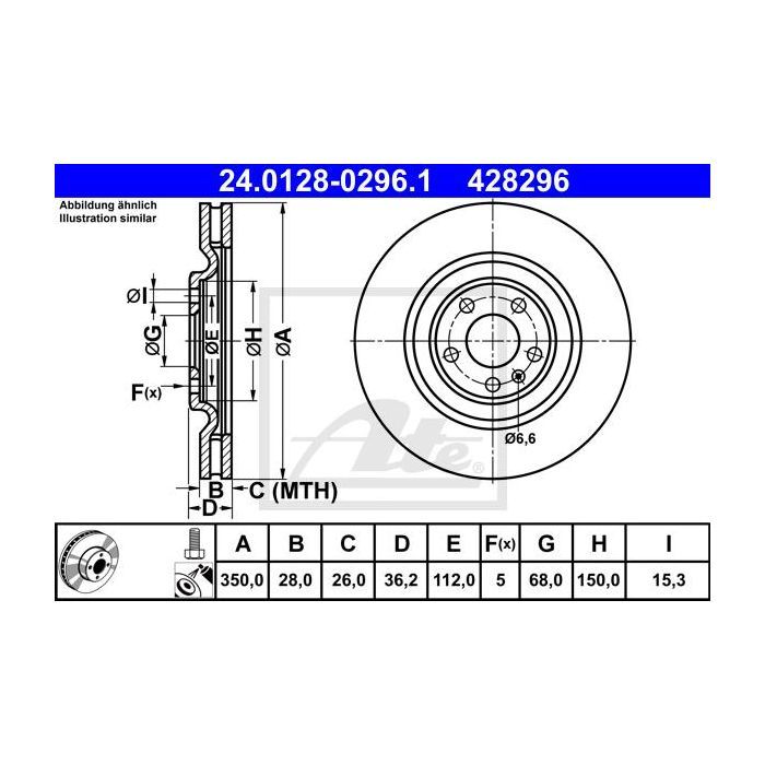 Тормозной диск ATE 24-0128-0296-1-02 Фото