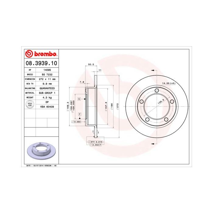Тормозной диск Brembo 08.3939.10 Фото