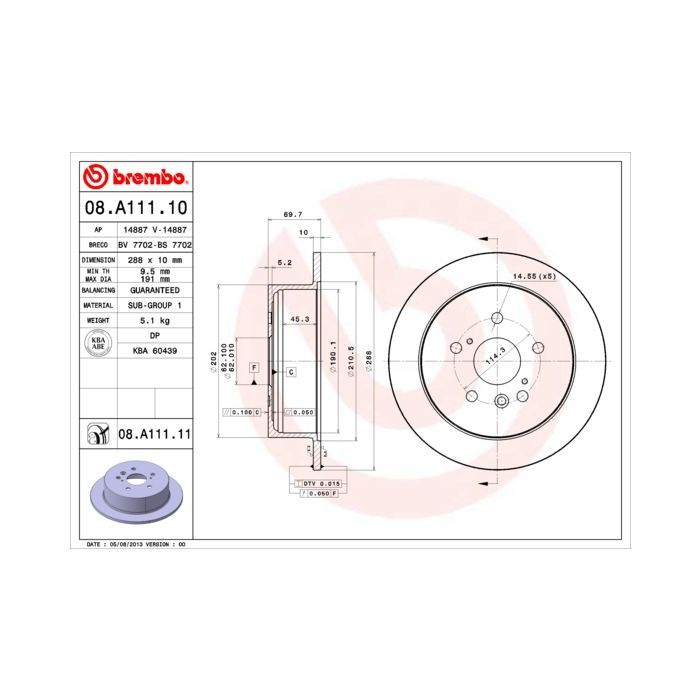 Тормозной диск Brembo 08.A111.11 Фото