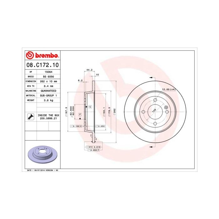 Тормозной диск Brembo 08.C172.10 Фото