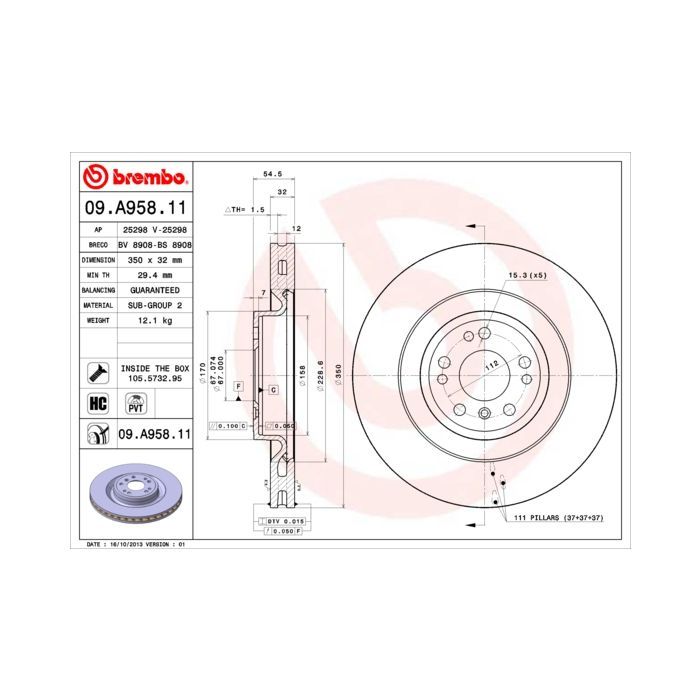 Тормозной диск Brembo 09.A958.11 Фото