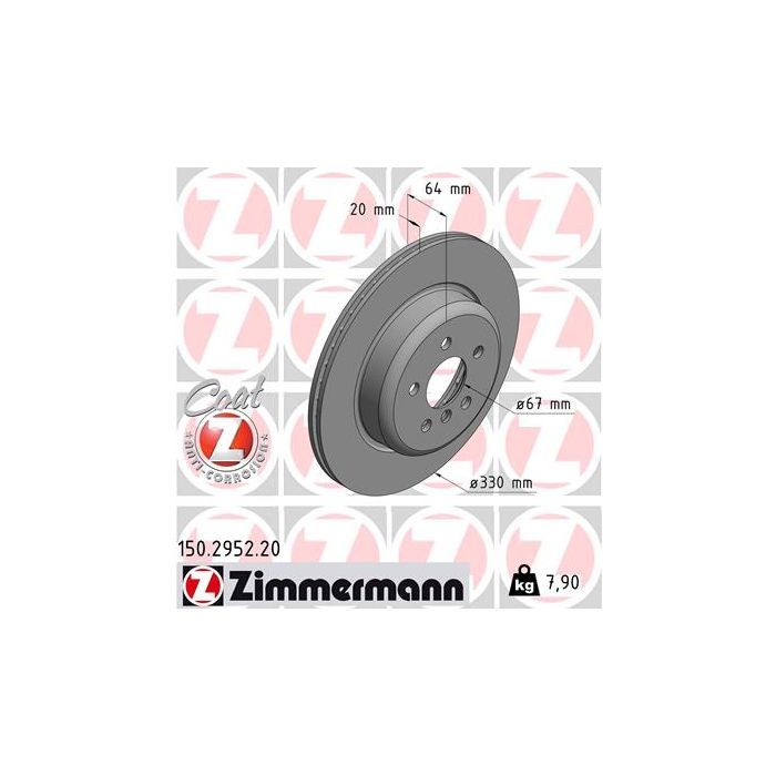 Тормозной диск ZIMMERMANN 150.2952.20 Фото