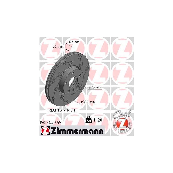 Тормозной диск ZIMMERMANN 150.3447.55 Фото