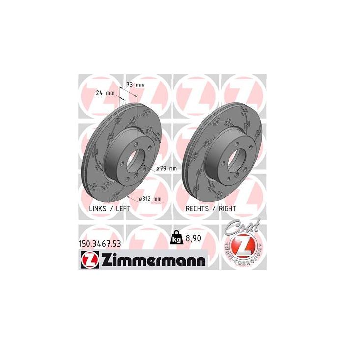 Тормозной диск ZIMMERMANN 150.3467.53 Фото