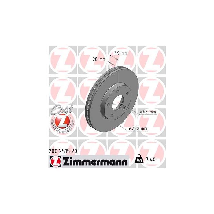 Тормозной диск ZIMMERMANN 200.2515.20 Фото