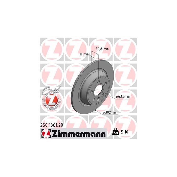Тормозной диск ZIMMERMANN 250.1361.20 Фото