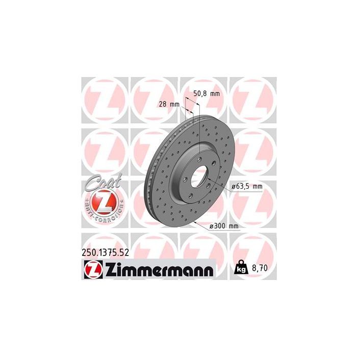 Тормозной диск ZIMMERMANN 250.1375.52 Фото
