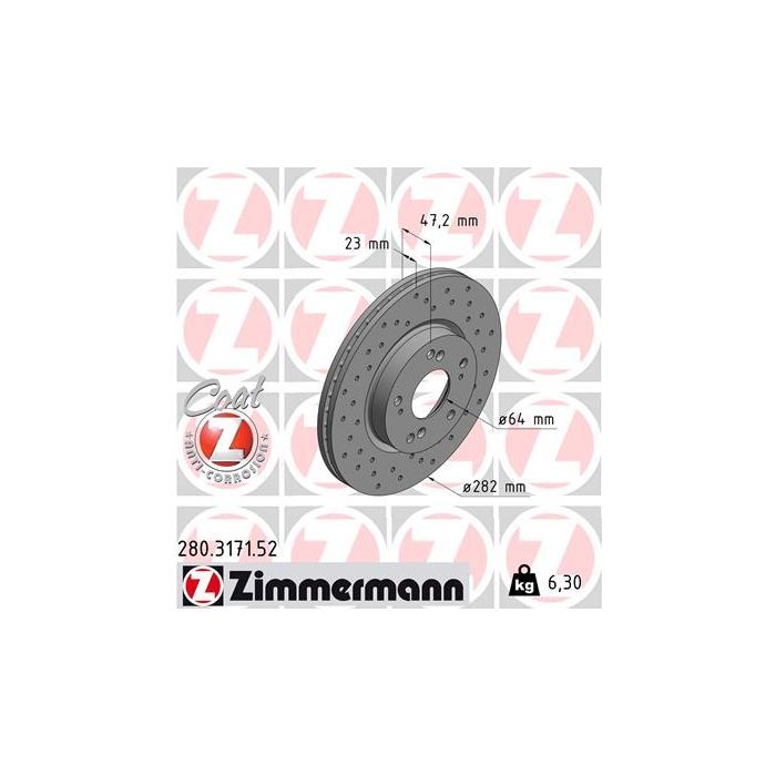 Тормозной диск ZIMMERMANN 280.3171.52 Фото