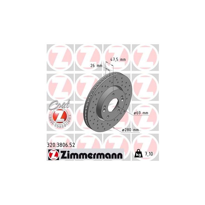 Тормозной диск ZIMMERMANN 320.3806.52 Фото