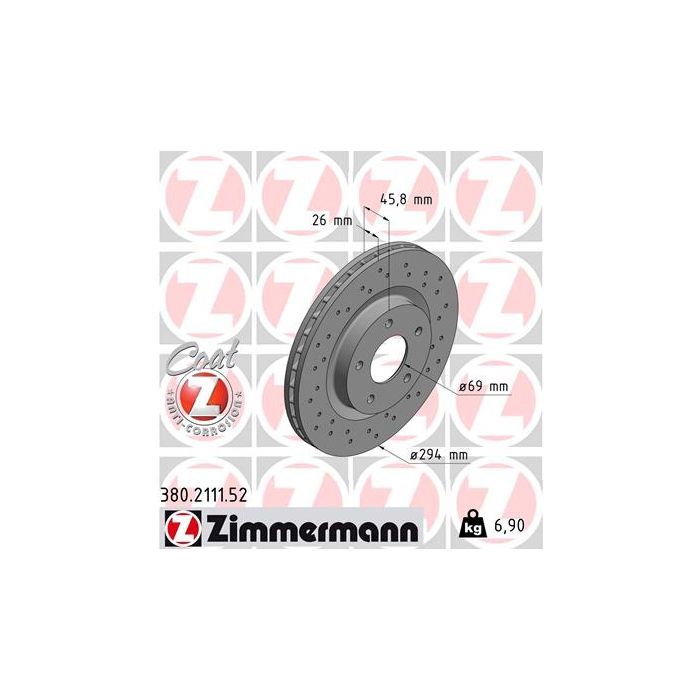 Тормозной диск ZIMMERMANN 380.2111.52 Фото