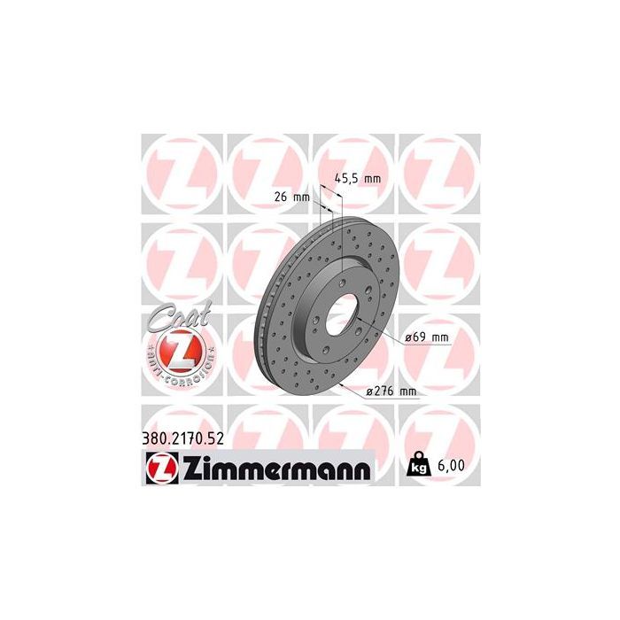 Тормозной диск ZIMMERMANN 380.2170.52 Фото