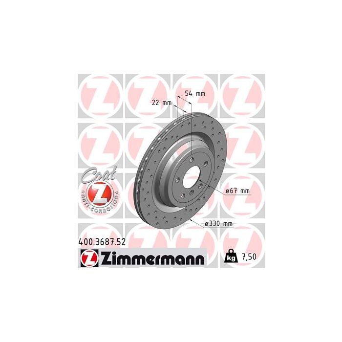 Тормозной диск ZIMMERMANN 400.3687.52 Фото