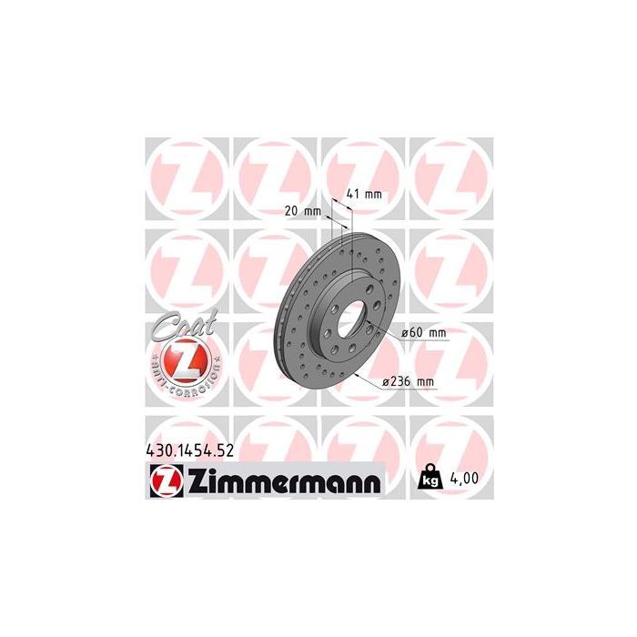Тормозной диск ZIMMERMANN 430.1454.52 Фото