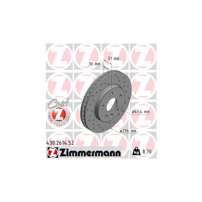 Тормозной диск ZIMMERMANN 430.2614.52 Фото