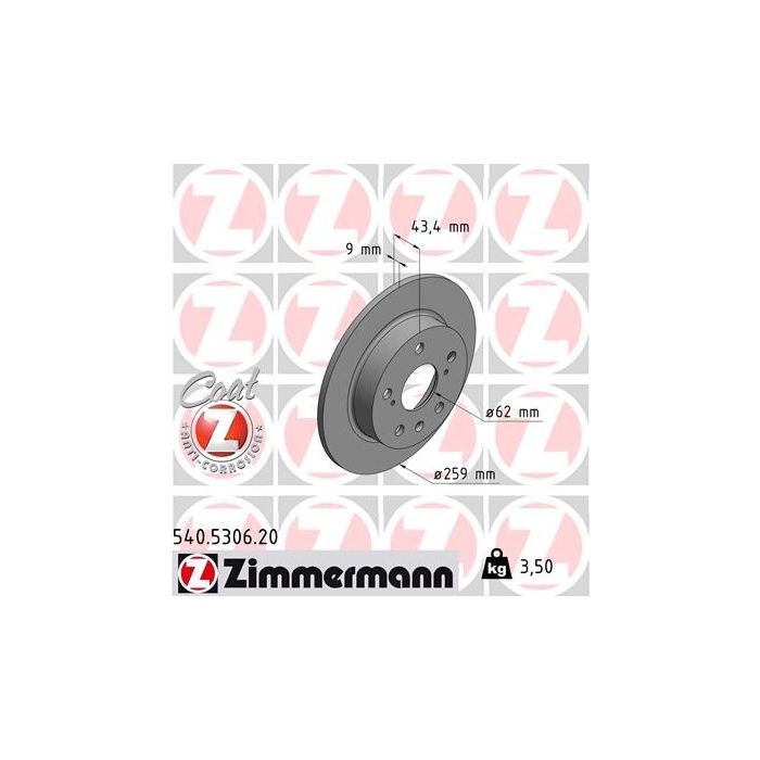 Тормозной диск ZIMMERMANN 540.5306.20 Фото