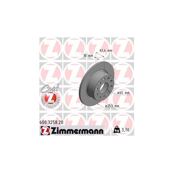 Тормозной диск ZIMMERMANN 600.3258.20 Фото