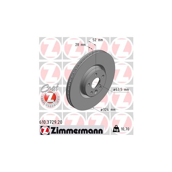 Тормозной диск ZIMMERMANN 610.3729.20 Фото