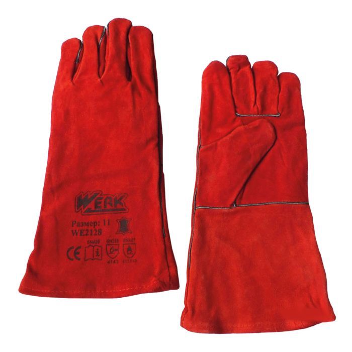 Защитные перчатки Werk замшевые (красные) Фото