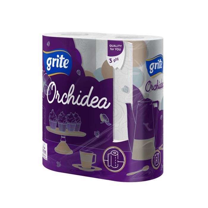 Бумажные полотенца Grite Orchidea 3 слоя 2 рулона Фото