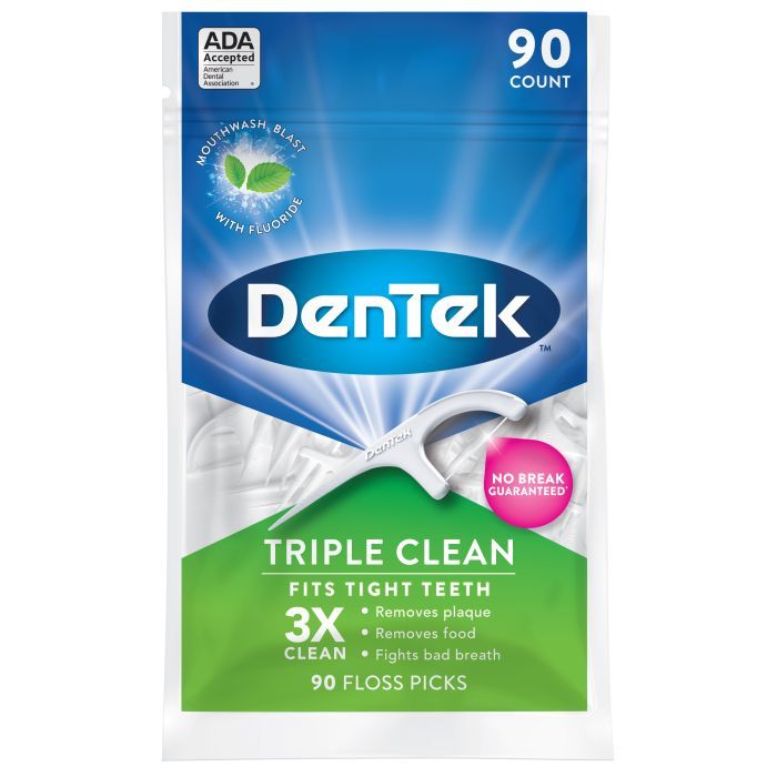 Флосс-зубочистки DenTek Потрійне очищення 90 шт. Фото