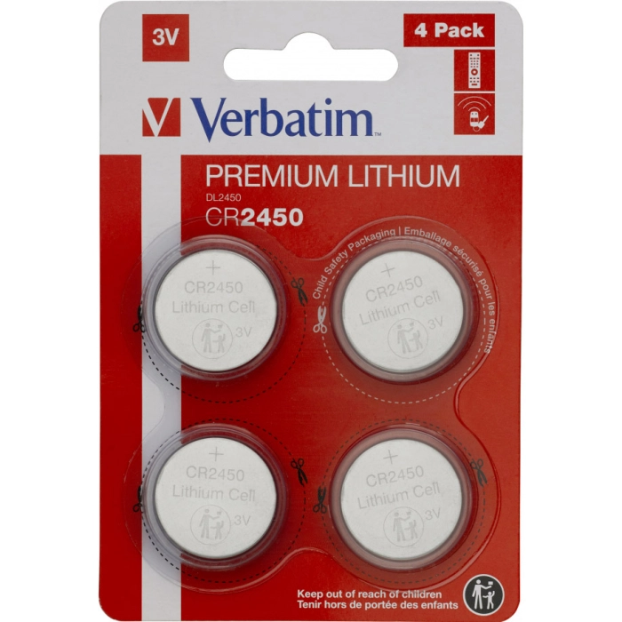 VerbatimCR2450Lithium3V*449535⏩КупитиБатарейкуVerbatimCR2450Lithium3V*4|ITbox