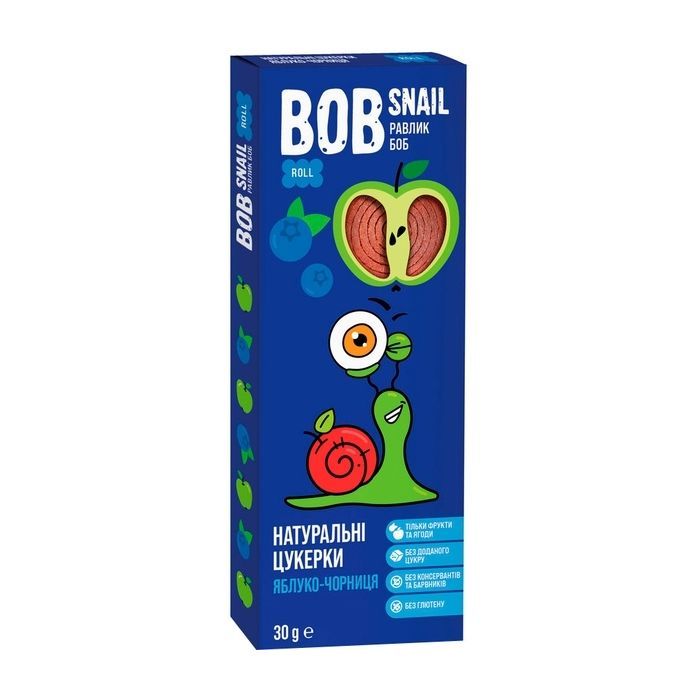 Конфета Bob Snail Равлик Боб Яблуко-Чорниця, 30 г Фото