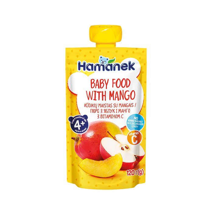 Детское пюре Hamanek Pouch яблоко и манго, 120 г Фото