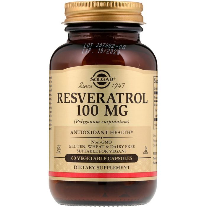 Антиоксидант Solgar Ресвератрол, Resveratrol, 100 мг, 60 вегетаріанськ Фото