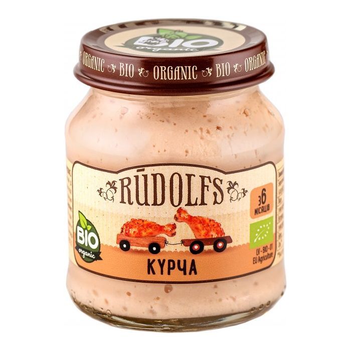 Детское пюре Rudolfs цыпленок +6 мес.120 г Фото