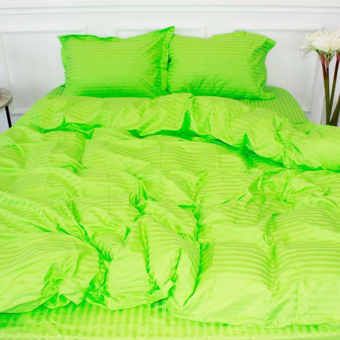 Постельное белье MirSon SatinStripe 30-0016LightGreen 200х220 Євро Фото