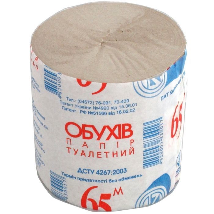 Туалетная бумага Обухів 65 м 1 слой 8 рулонов Фото