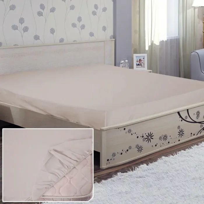 Простынь Ярослав на резинке бязь 08 серый 200х180х20 Фото