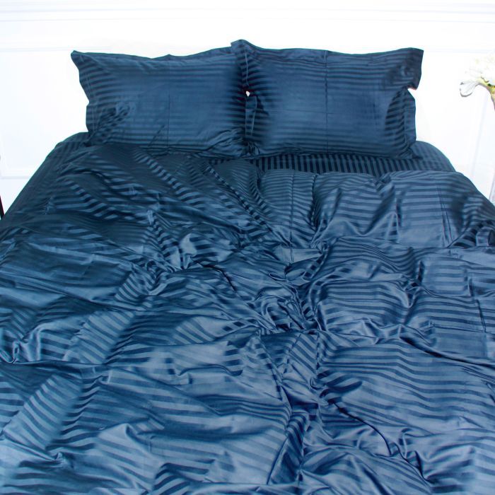 Пододеяльник MirSon Satin Stripe 30-0021 Dark Blue 220х240 см Фото