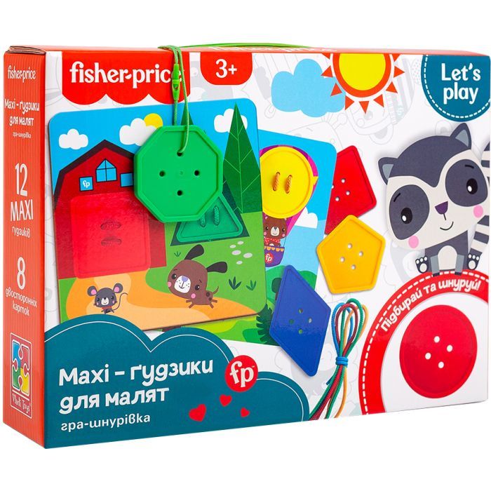Развивающая игрушка Vladi Toys Игра-шнуровка Fisher Price Maxi-пуговицы (укр) Фото