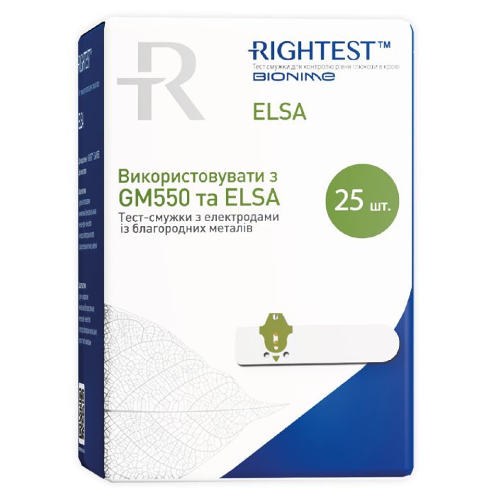 Тест-полоски для глюкометра Bionime Rightest Elsa 25 шт. Фото