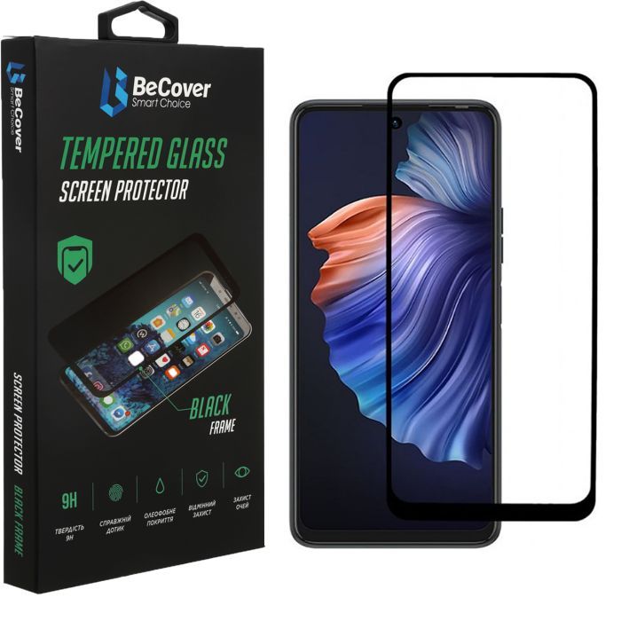 Стекло защитное BeCover Tecno POVA 3 (LF7n) Black Фото
