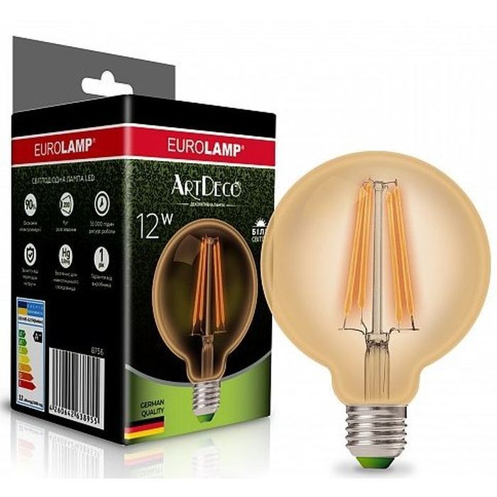 Лампочка Eurolamp G95 12W E27 4000K Фото