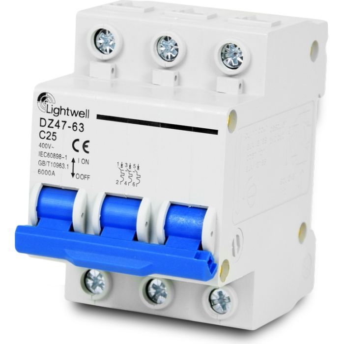 Автоматический выключатель Lightwell MCB 3P 25A Фото