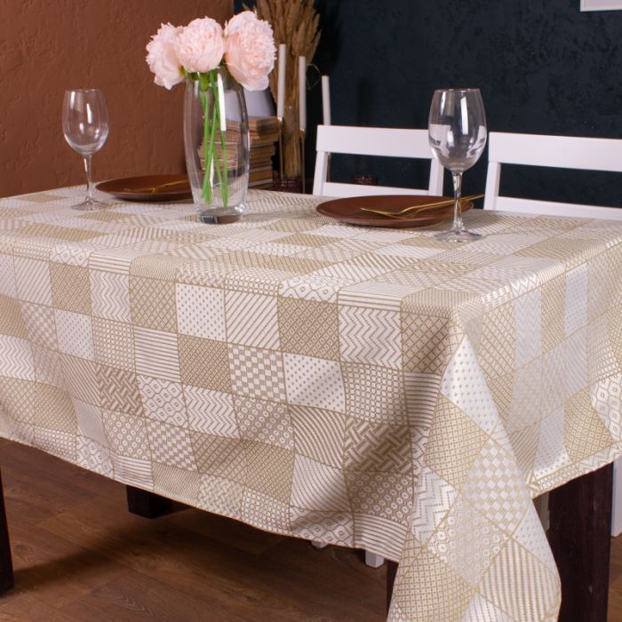 Скатерть MirSon Жаккард №301 Jacquard Olive 140x140 см Фото