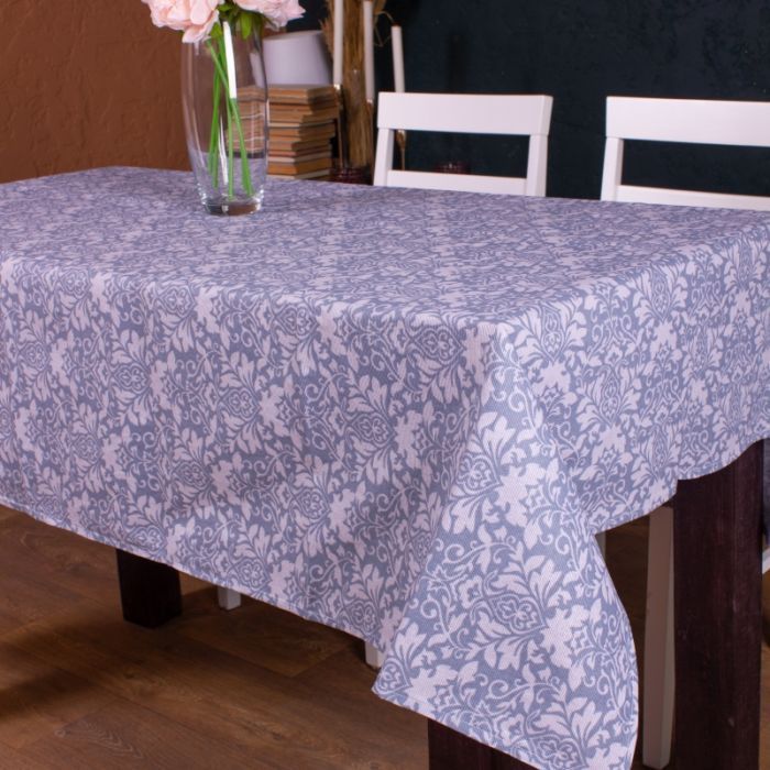 Скатерть MirSon Рогожа №217 Blue Patterns 130x130 см Фото