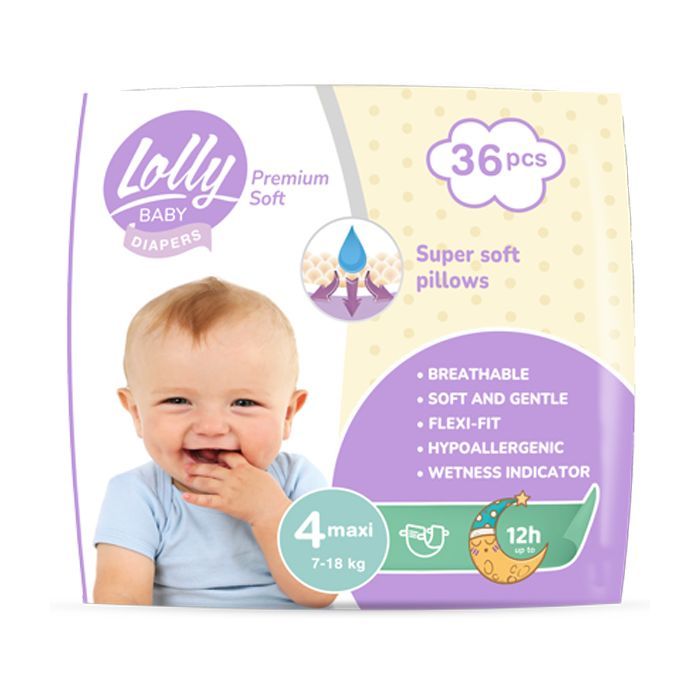 Подгузники Lolly Premium Soft 4 (7-18 кг) 36 шт Фото