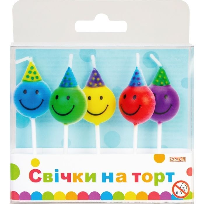 Свеча Maxi Смайлики 5 шт на торт Фото