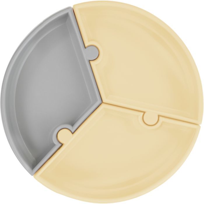 Тарелка детская MinikOiOi Puzzle секционная Mellow Yellow / Powder Grey Фото