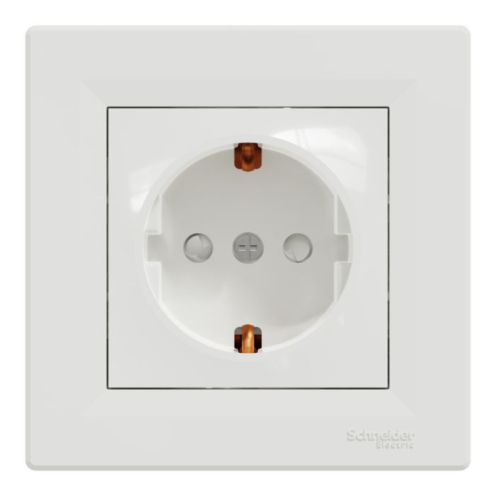 Розетка Schneider Electric ASFORA зі штор. біла Фото