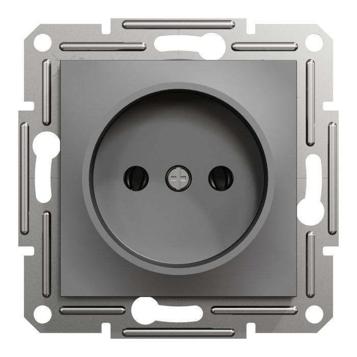 Розетка Schneider Electric ASFORA без заземлення антрацит Фото