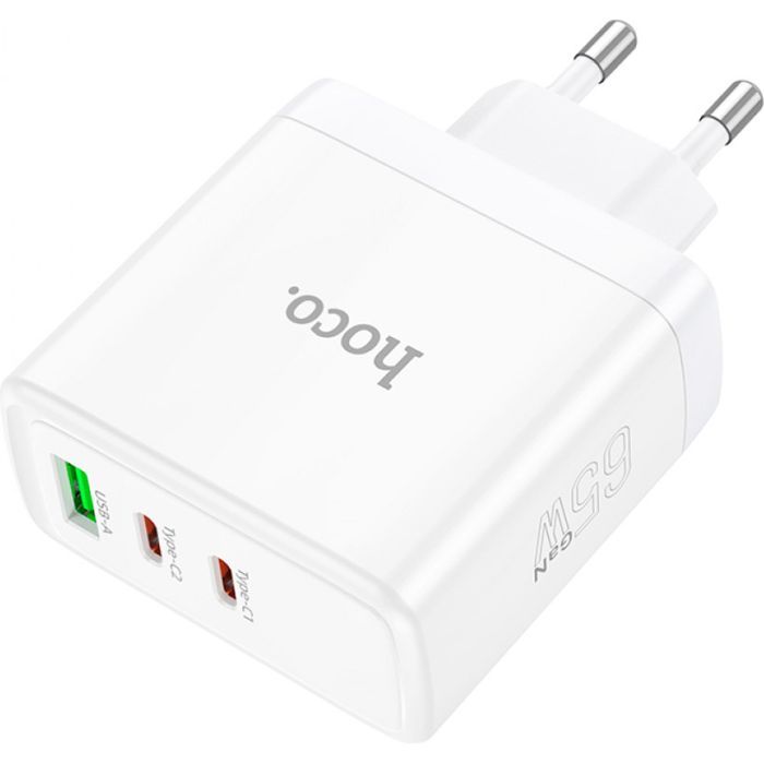 Зарядное устройство HOCO 2xUSB-C PD65W + 1xUSB QC3.0 White Фото
