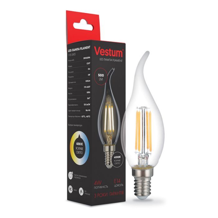 Лампочка Vestum С35Т Е14 4Вт 220V 4100К Фото