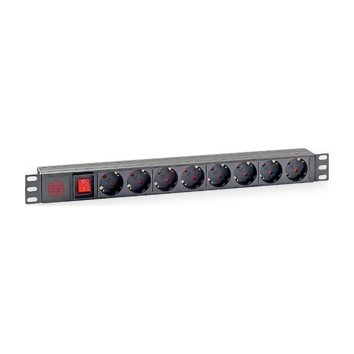 Силовой блок Kingda 19" 1U 8xSchuko, вимикач, С14 Фото